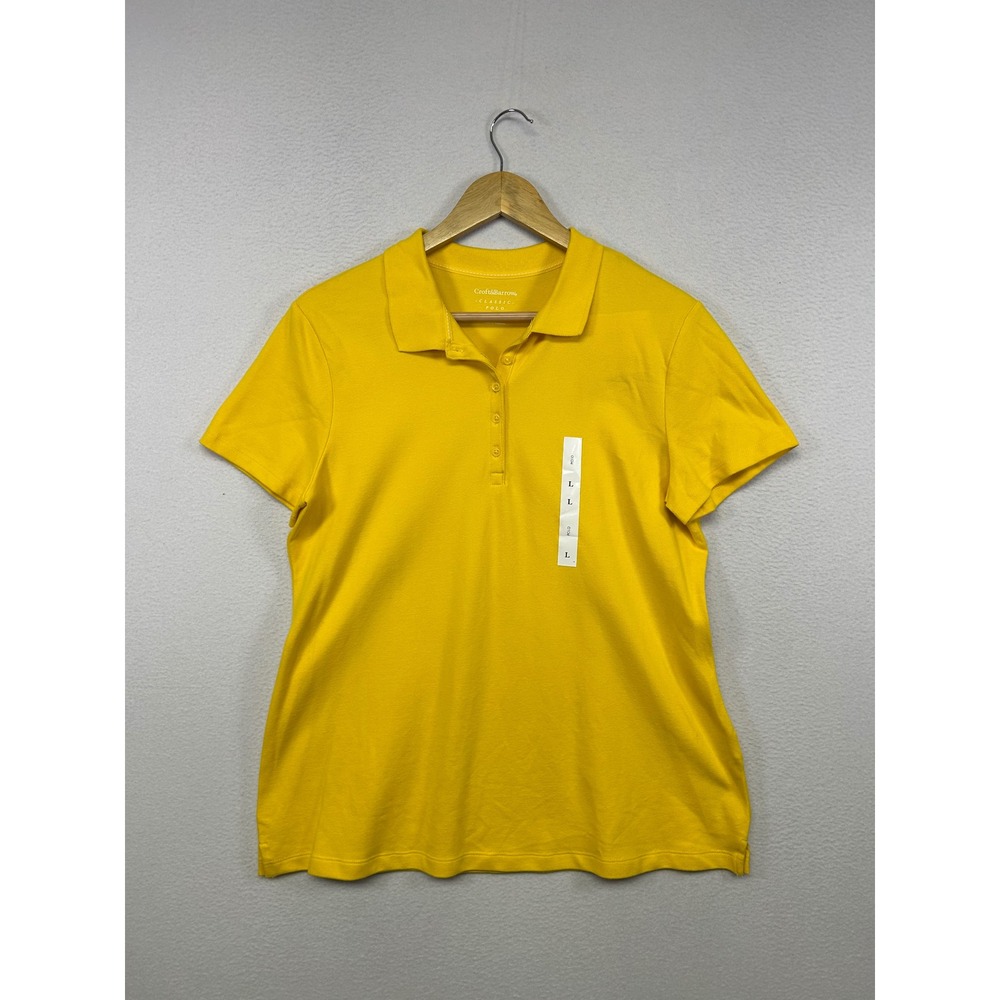 Preppy Casual Croft & Barrow Womens LG Yellow Short Sleeve Classic Polo Shirt
